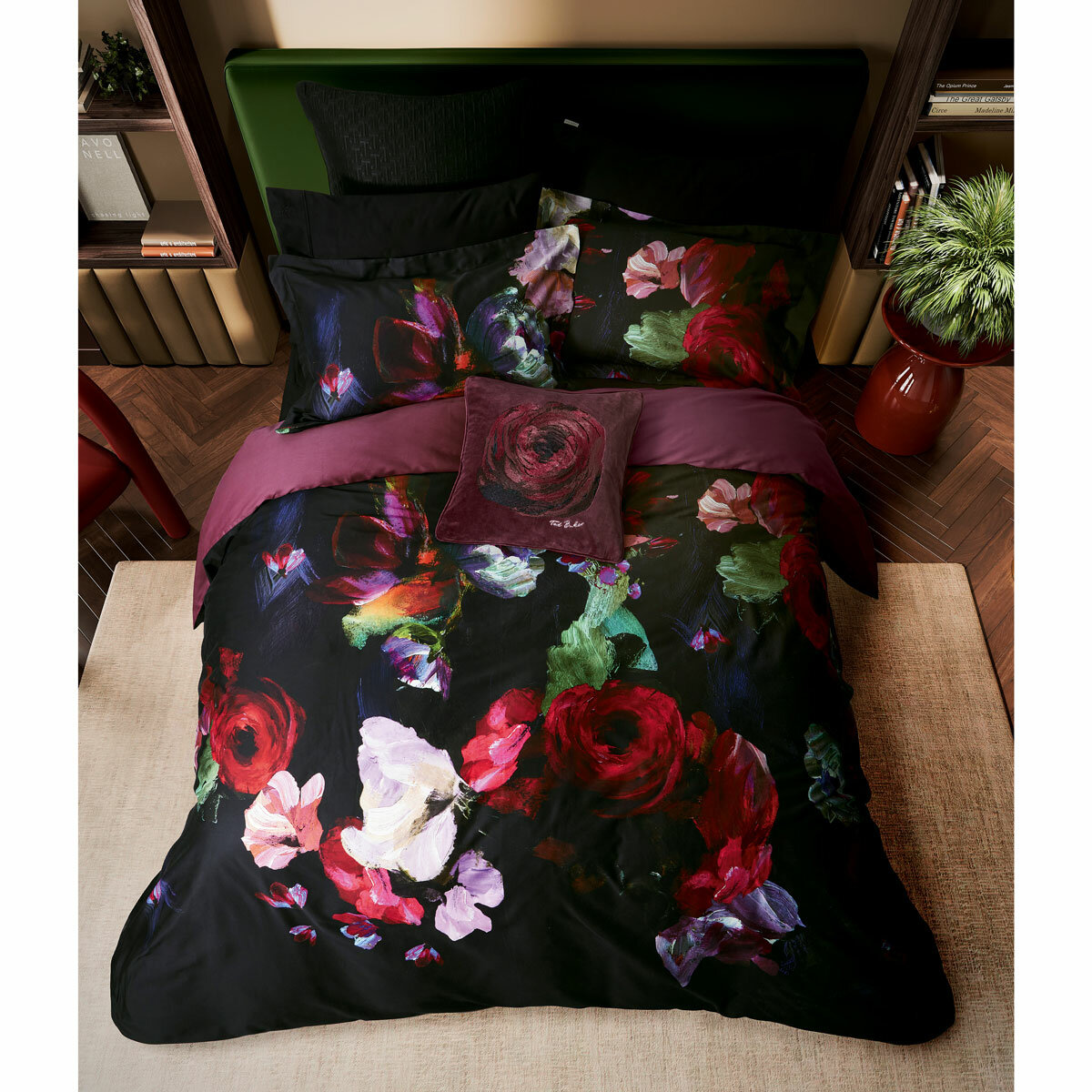 Ted Baker Expressionist Floral Black Duvet Cover Set, King Ted Baker Expressionist Floral Black Duvet Cover Set, King