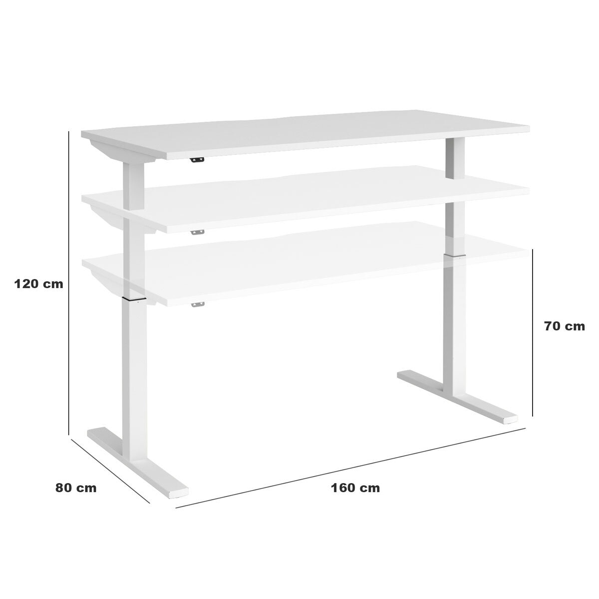 Elev8 Large Power Adjustable Height Desk, White