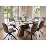Albania Ceramic Extending Dining Table + 6 Grey Chairs, Seats 6-8 Albania Ceramic Extending Dining Table + 6 Grey Chairs, Seats 6-8
