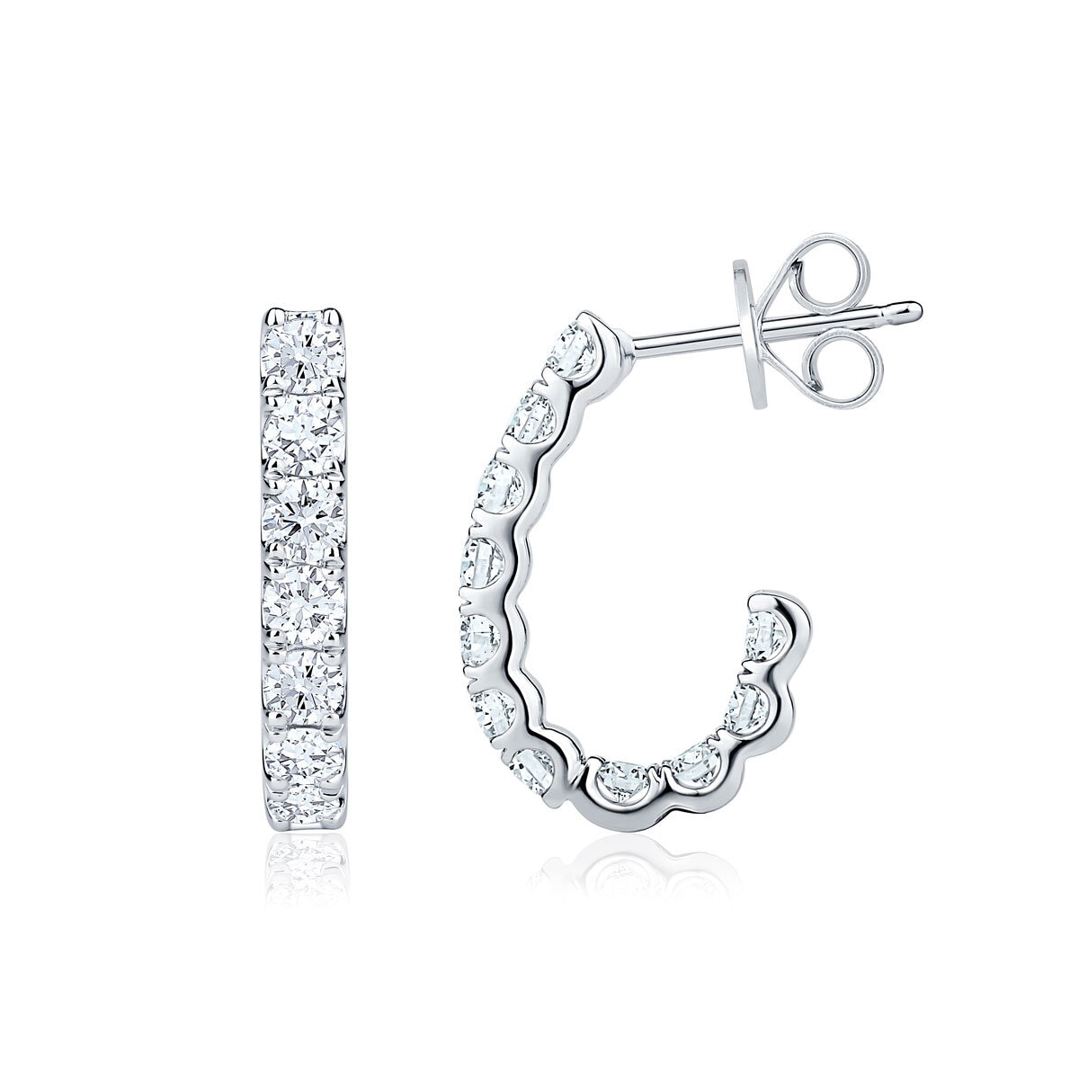 1.50ctw J Hoop Diamond Earrings