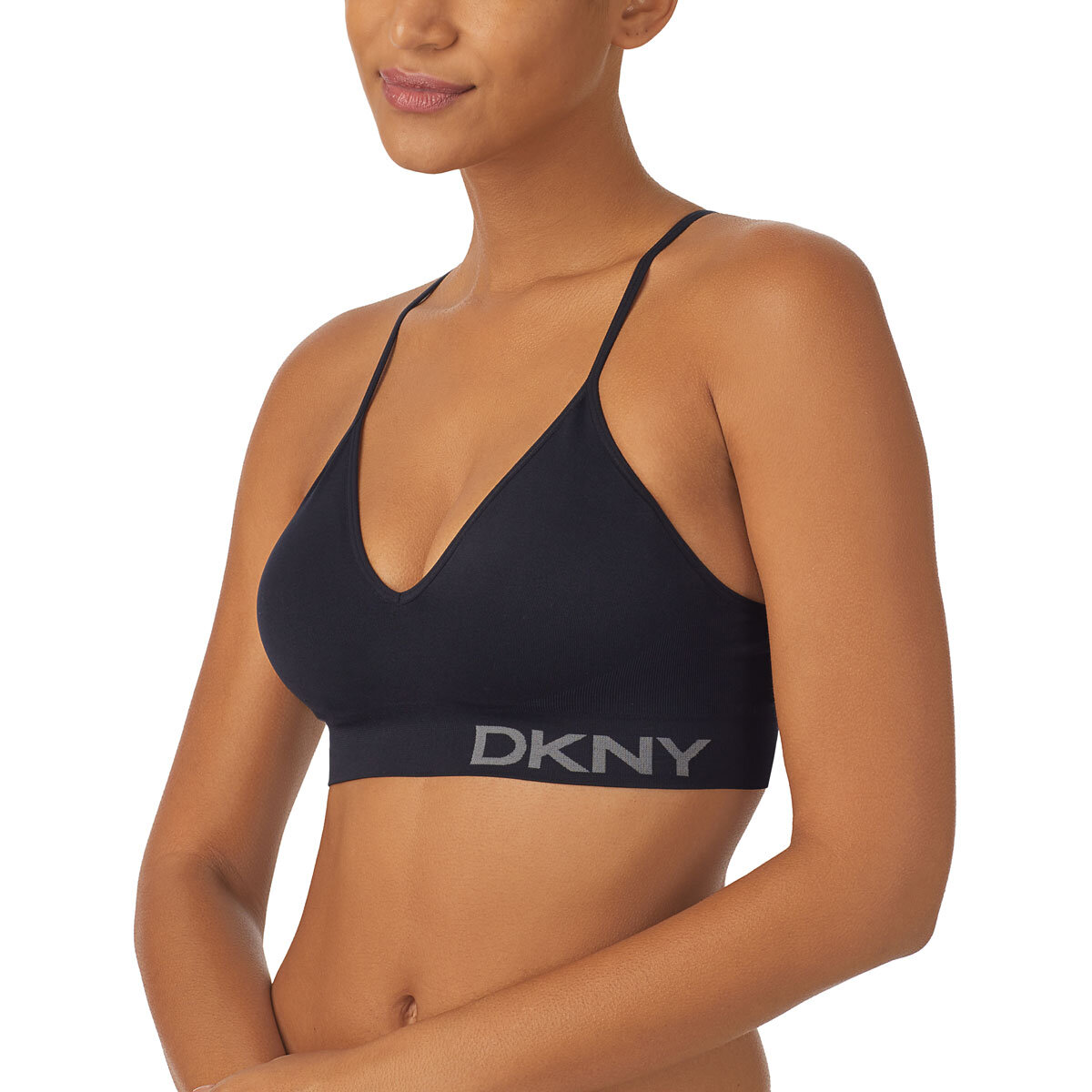 DKNY Seamless Bralette 2 Pack in Black & Sand