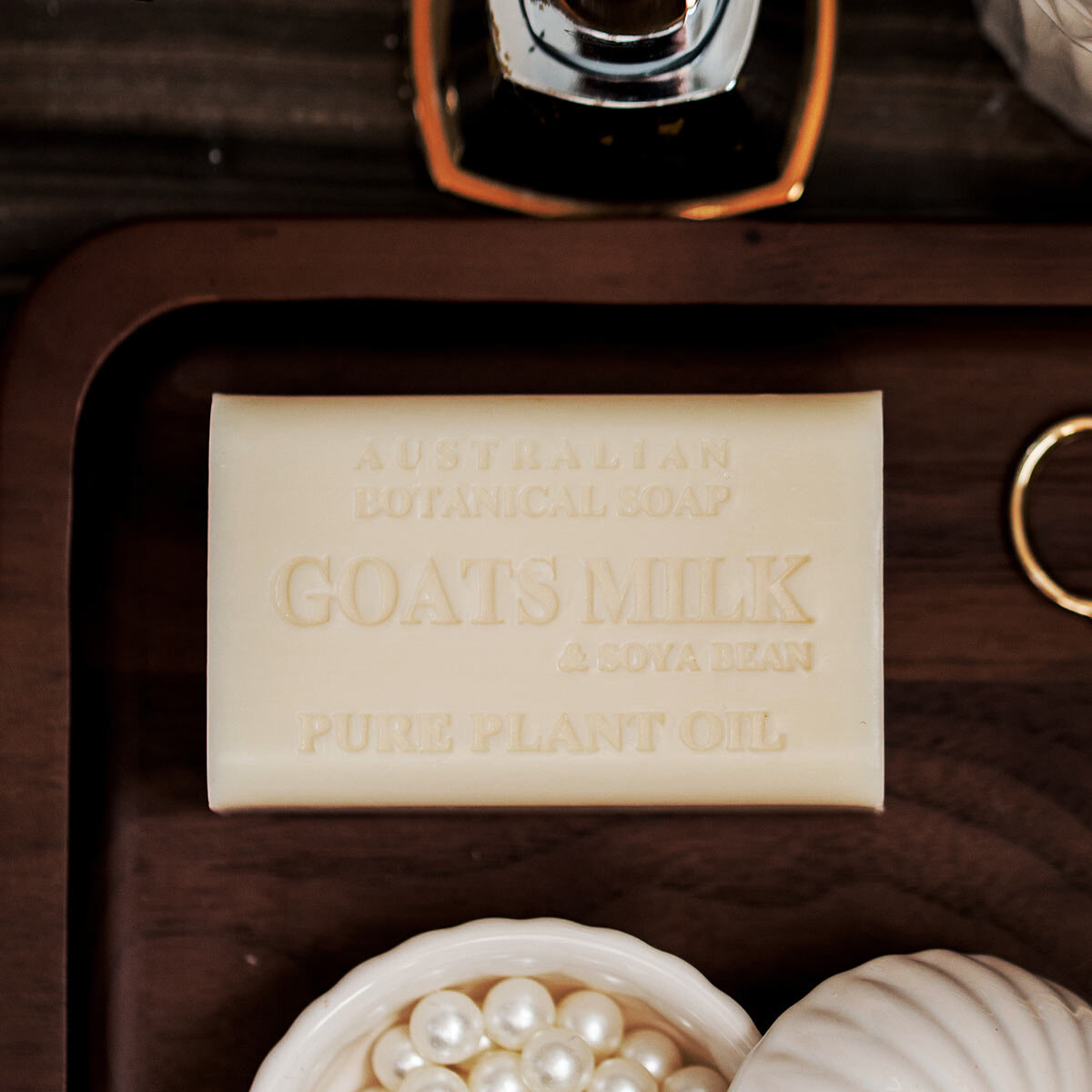Soap Bar on a Table with Bowl of Pearls