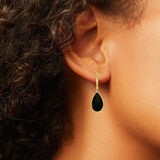 Black Onyx Earrings, 14ct Yellow Gold