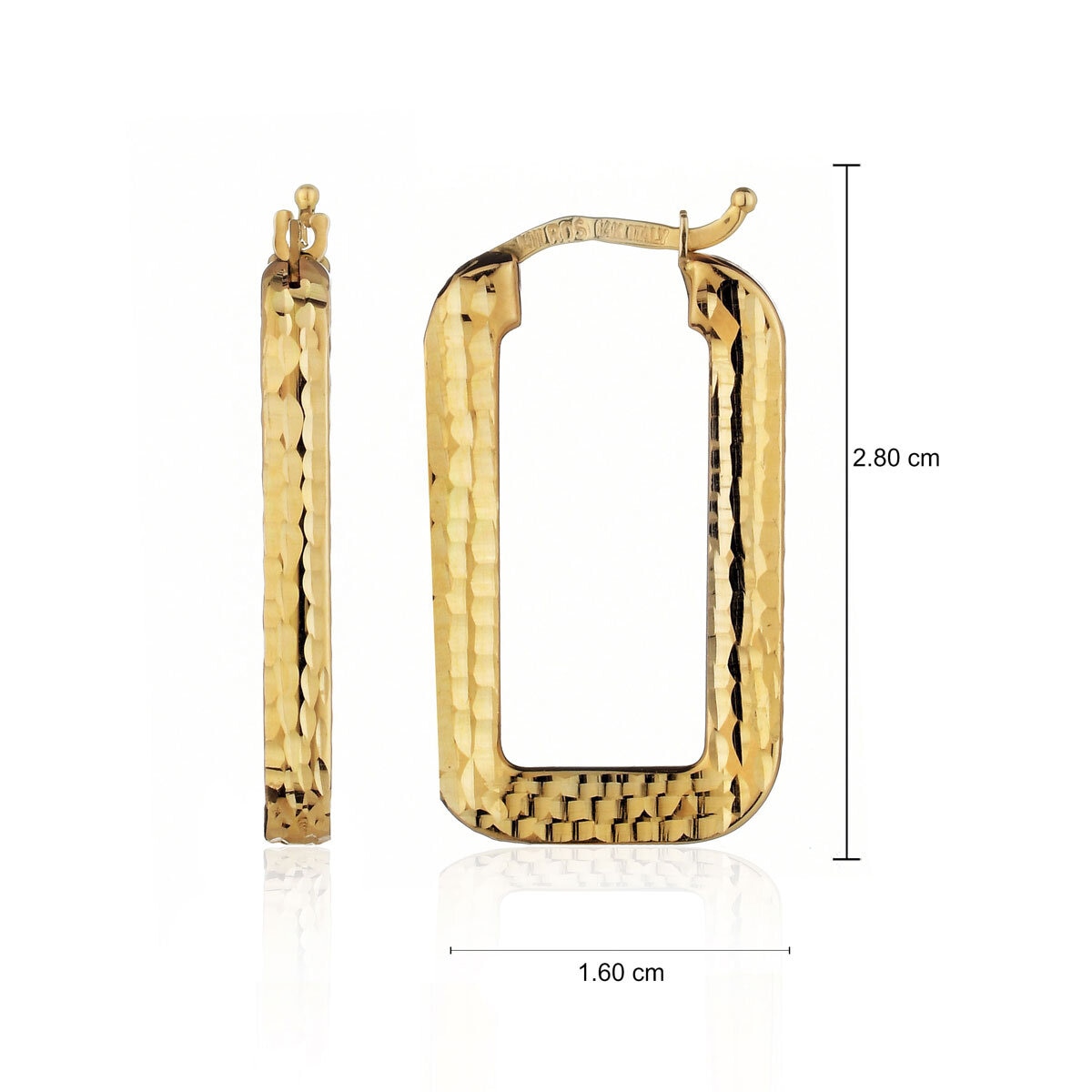 14ct Yellow Gold Rectangular Hoop Earrings