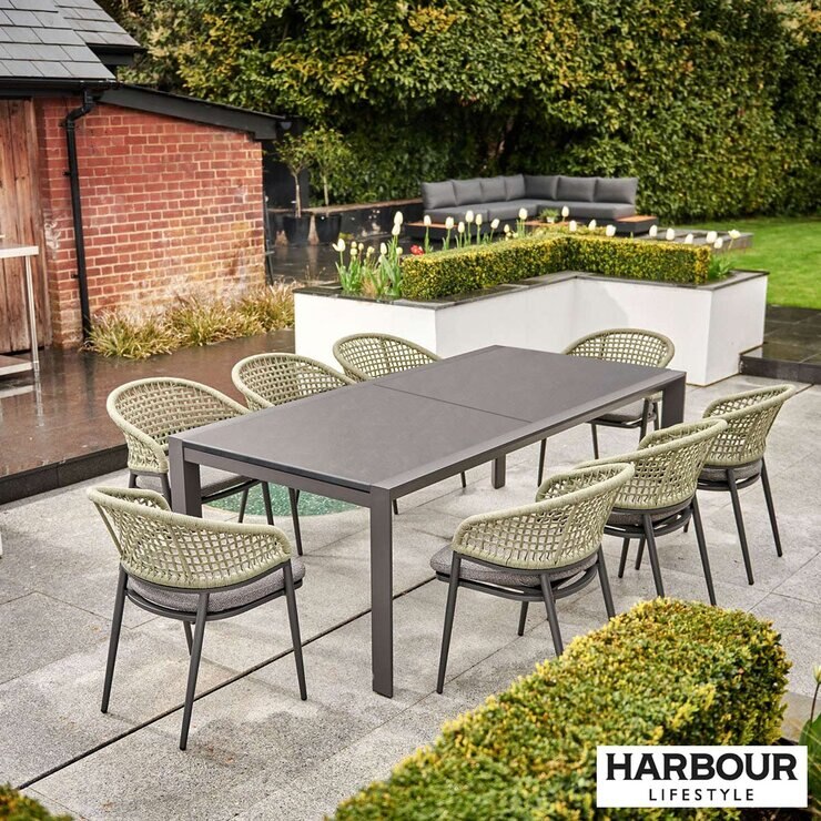 Harbour Lifestyle Anika 9 Piece Extendable Ceramic Dining Set Harbour Lifestyle Anika 9 Piece Extendable Ceramic Dining Set