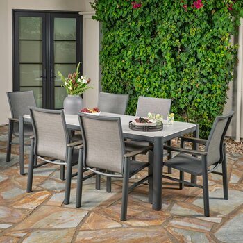SunVilla Palermo 7 Piece Sling Dining Set + Cover