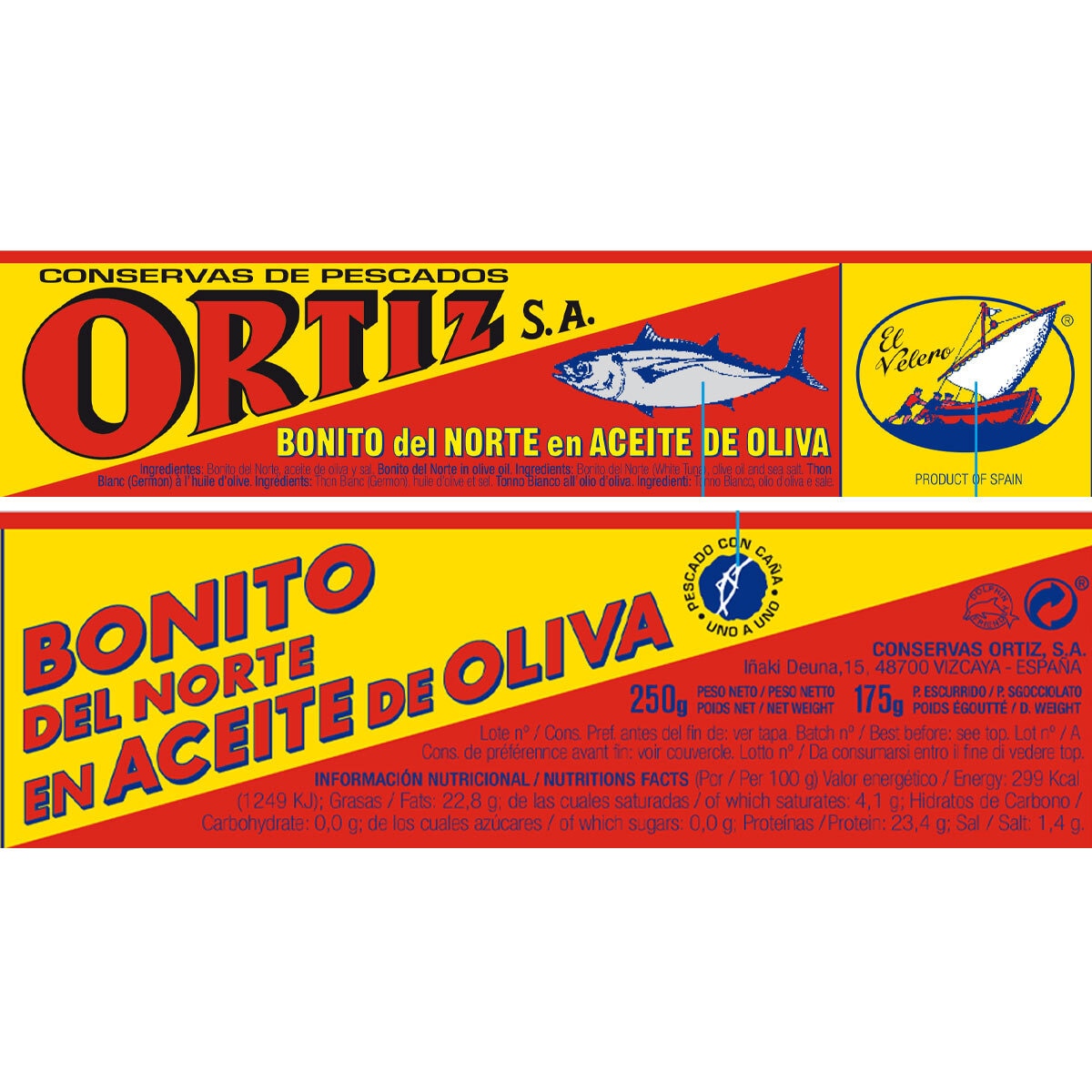 Bonito Tuna Fillets in Olive Oil, Product packaging