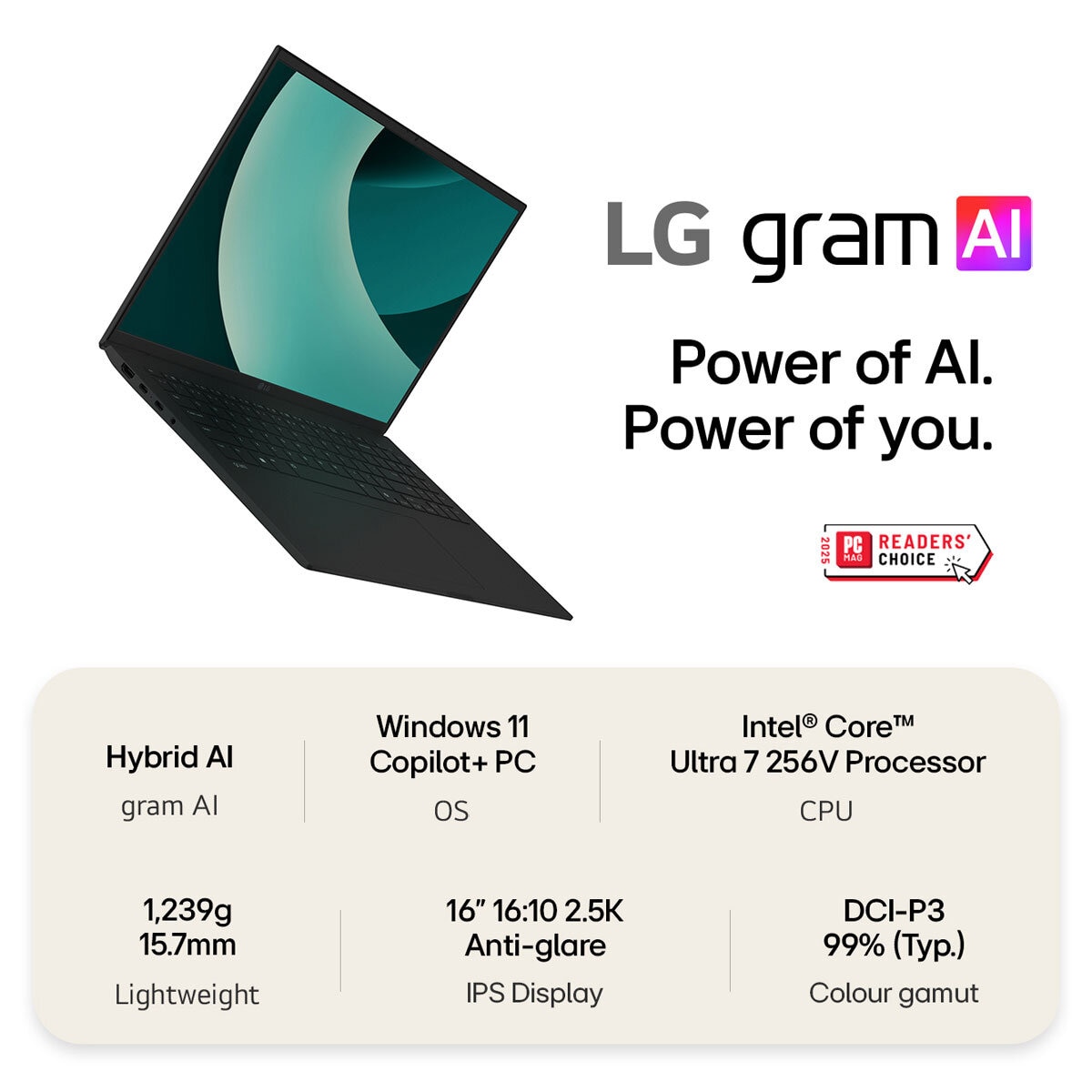 LG gram Copilot+PC, Intel Core Ultra 7, 16GB RAM, 1TB SSD, 16 Inch Laptop, 16Z90TL-G.AU78A1