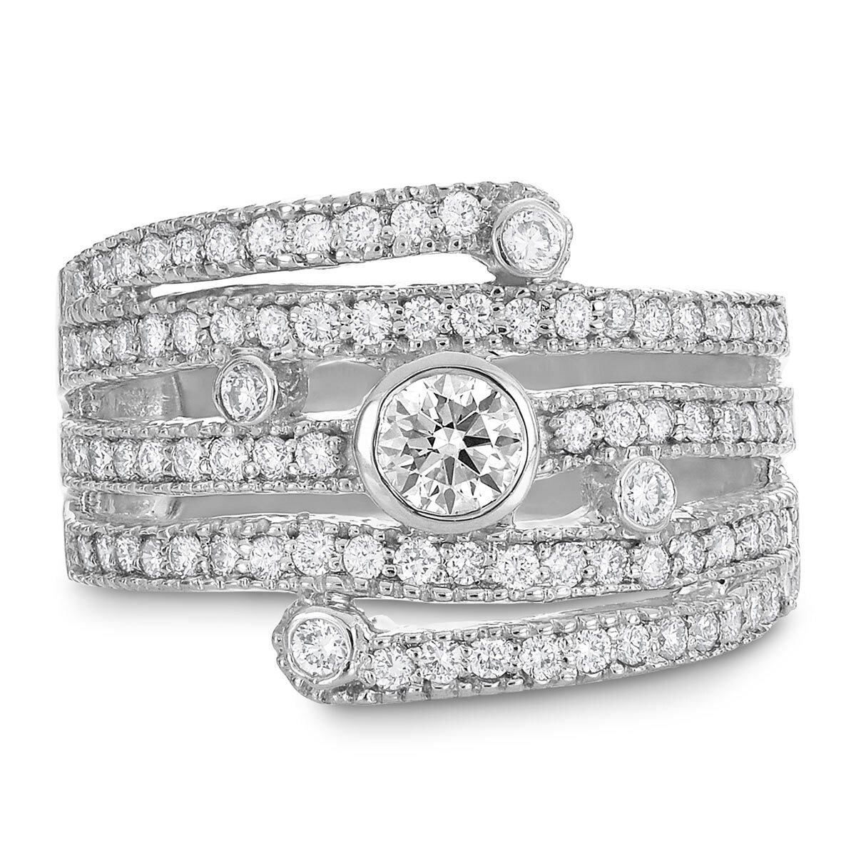 0.97ctw Round Brilliant Cut Diamond Ring, 18ct White Gold Costco UK