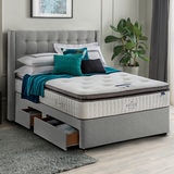 Silentnight Continental Divan Base with Bloomsbury Headboard in Slate Grey, Super King