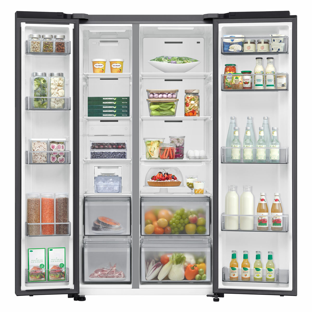 Samsung Series 6, SpaceMax RS70F65QEFEU Side by Side Fridge Freezer, E Rated in Black