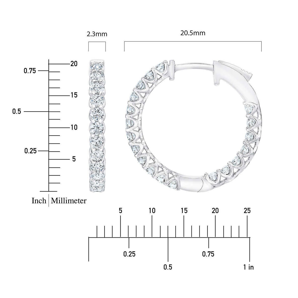 1.00ctw Diamond Hoop Earrings, 14ct White Gold