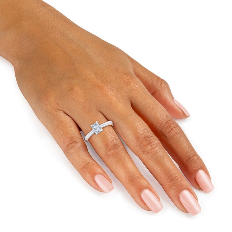 1.00 cwt Emerald Cut DIamond Solitaire Ring, Platinum