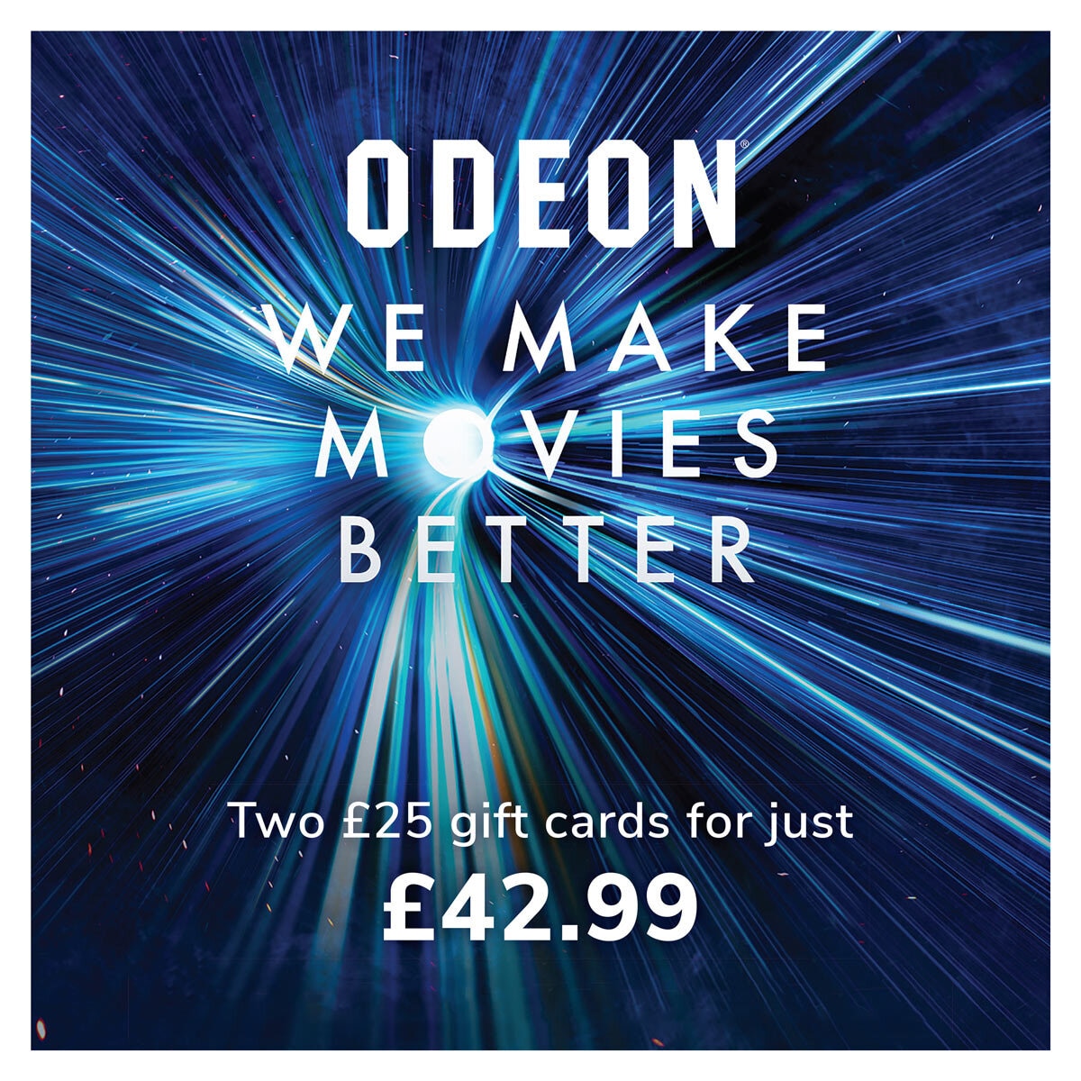 £50 Odeon Cinema Gift Cards Multipack  (2 x £25)