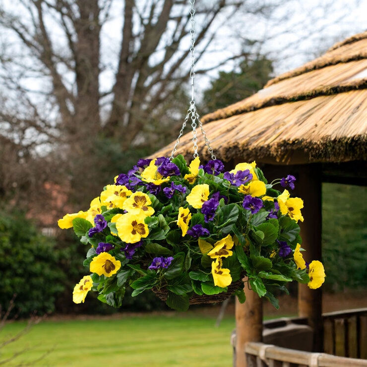 Artificial Flower Hanging Basket in 2 Colours