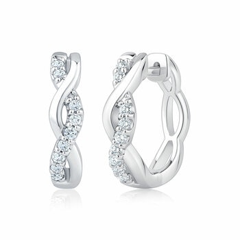 0.20ctw Round Brilliant Cut Diamond Infinity Hoop Earrings, 14ct White Gold