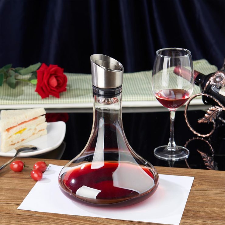 Crystalline Wine Decanter with Stainless Steel Aerator Costco UK