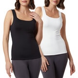 32 Degrees Ladies Square Neck Fitted Tank 2 Pack
