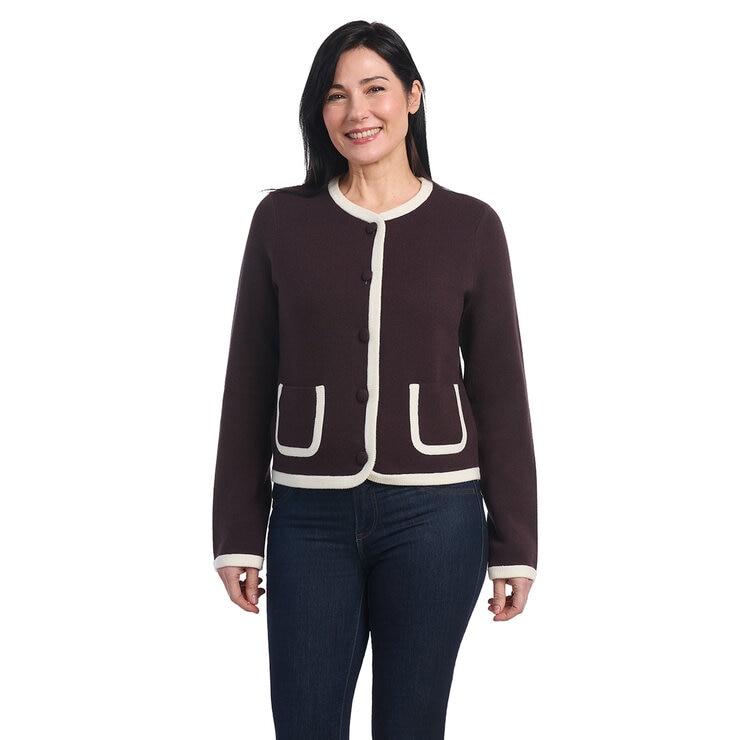 Dalia Ladies Contrast Trim Cardigan Dalia Ladies Contrast Trim Cardigan