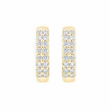 0.30ctw Round Brilliant Cut Diamond Double Row Hoop Earrings, 14ct Yellow Gold 0.30ctw Round Brilliant Cut Diamond Double Row Hoop Earrings, 14ct Yellow Gold