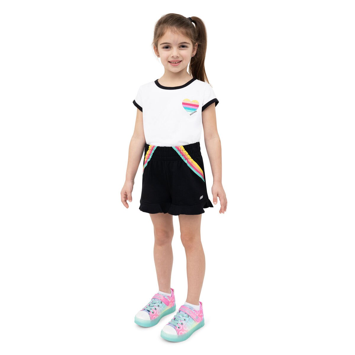 Skechers Kids Tee & Short 3 Piece Set in White