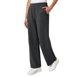 Mondetta Ladies Ribbed Wide Leg Trousers in Black
