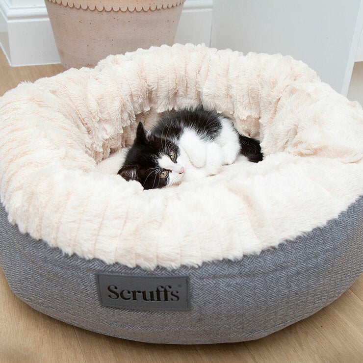 Scruffs Ellen Donut Medium Pet Bed, 55cm - Light Grey