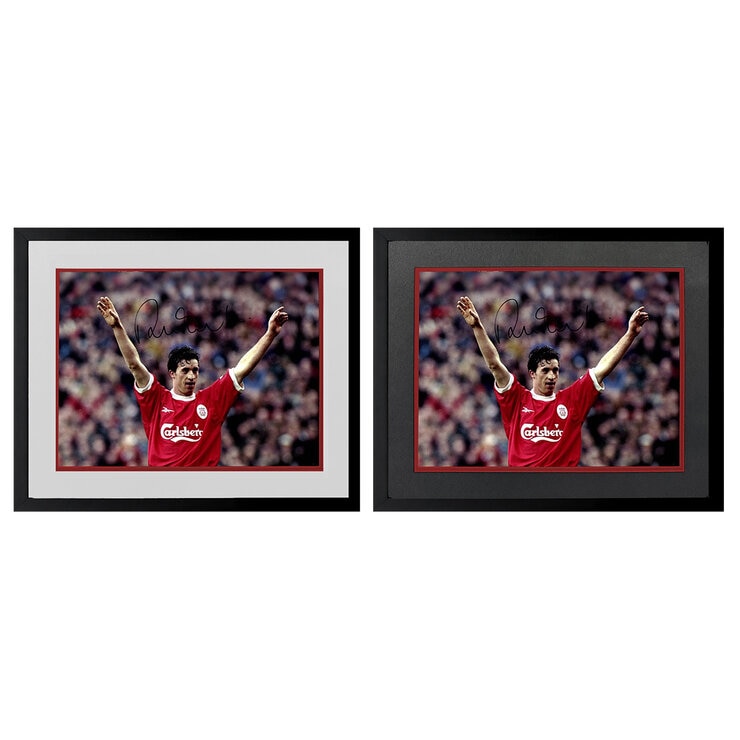 Robbie Fowler Signed Liverpool 16x12 Image Deluxe Mount Frame in 2 Options: White or Black Robbie Fowler Signed Liverpool 16x12 Image Deluxe Mount Frame in 2 Options: White or Black