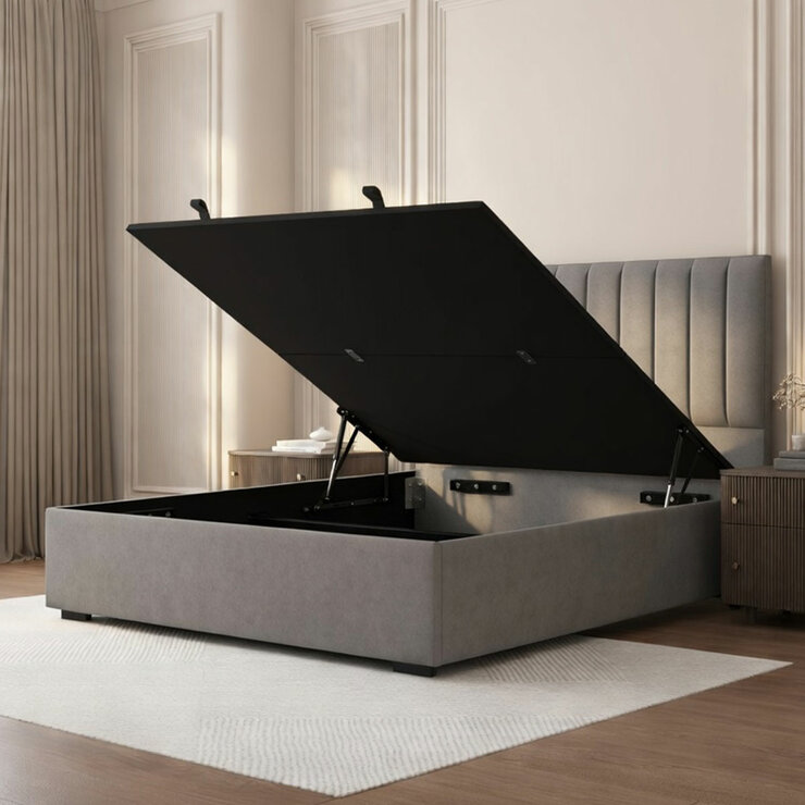 Highgrove Swift Grey Fabric Full Ottoman Bed Frame in 3 Sizes