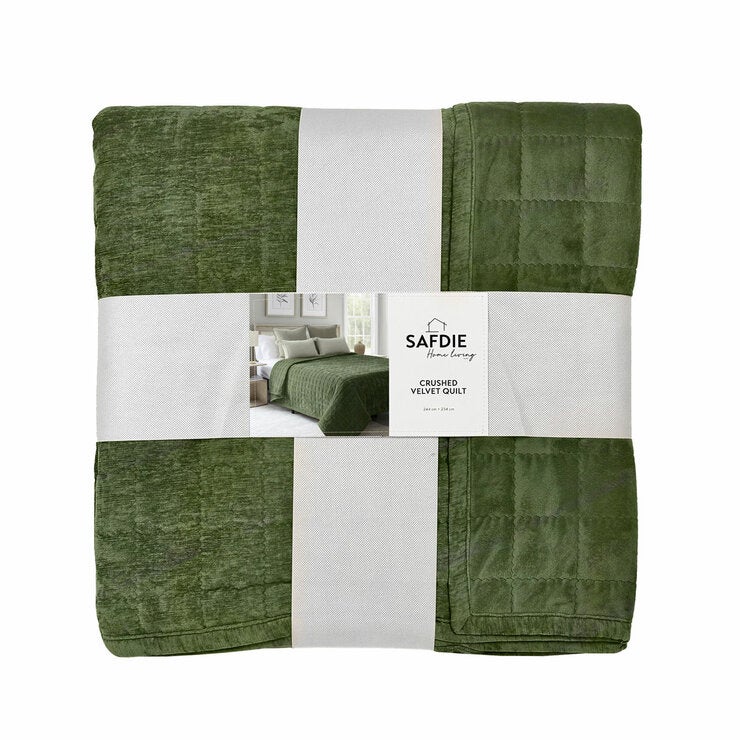 Safdie Crushed Velvet Green Throw , 234 x 244 cm Safdie Crushed Velvet Green Throw , 234 x 244 cm