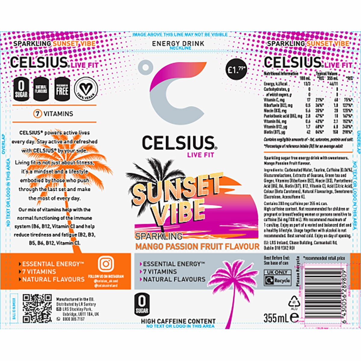 Celsius Sunset Vibe PM £1.79, 12 x 355ml