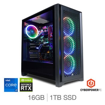 CyberPower, Intel Core i7, 16GB, 1TB SSD, NVIDIA GeForce RTX 4080, Gaming Desktop PC