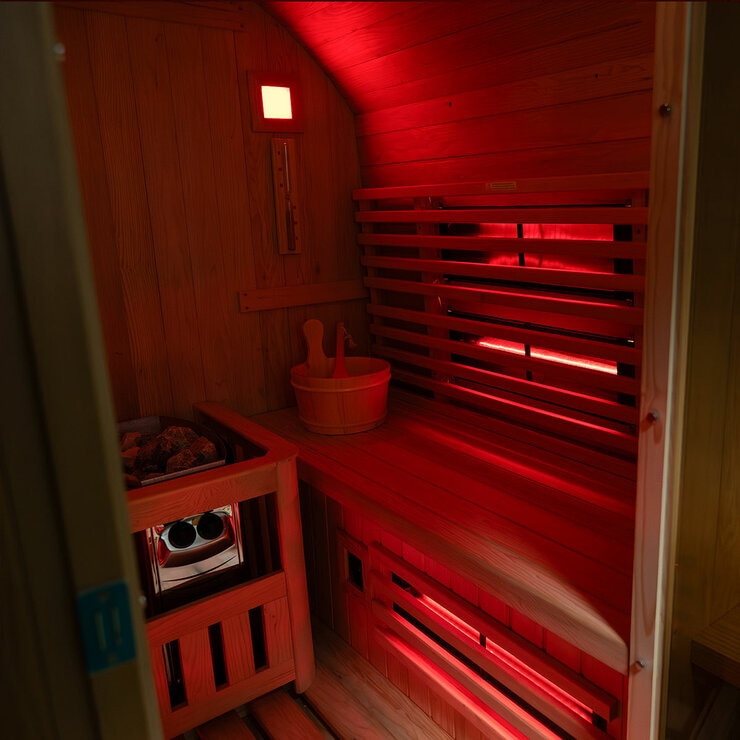 Installed Insignia Luxury 2-3 Person Hybrid Barrel Sauna