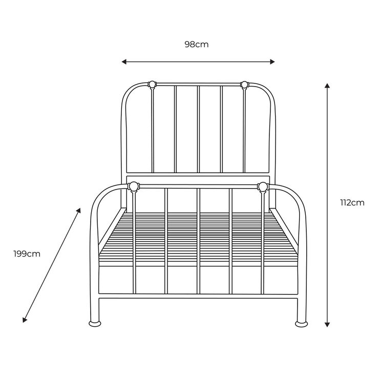 Gallery Loughton Black Metal Bed Frame, Single