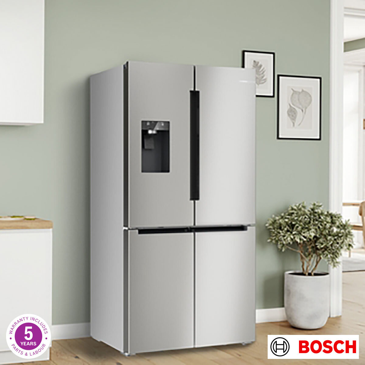 Bosch KFI96APEAG, Series 6, Freestanding Multi Door Fridge Freezer, E Rated in Silver