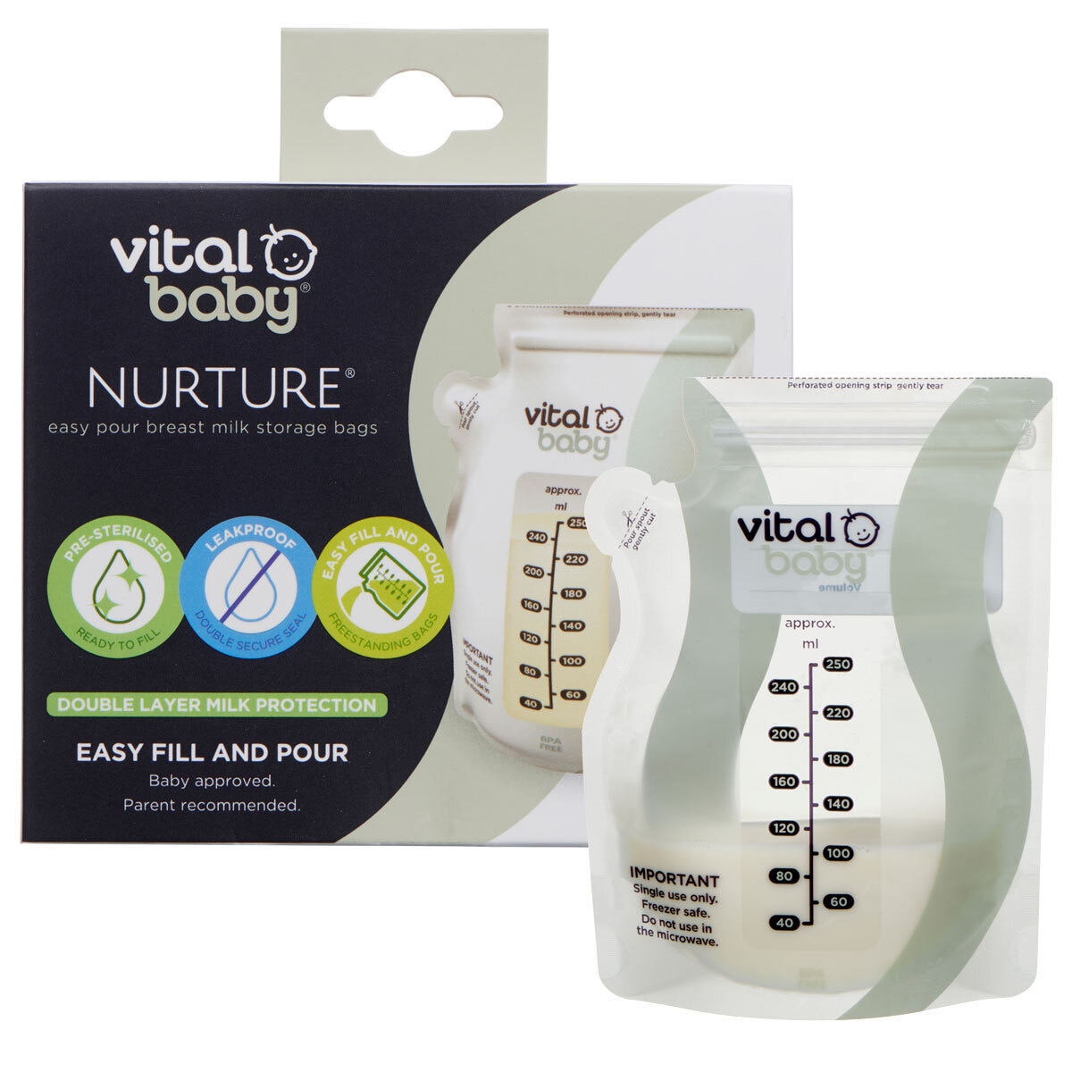 Vital Baby Nurture Flexcone Electric Breast Pump with 3 x 150ml Bottles and 30 x Storage Bags