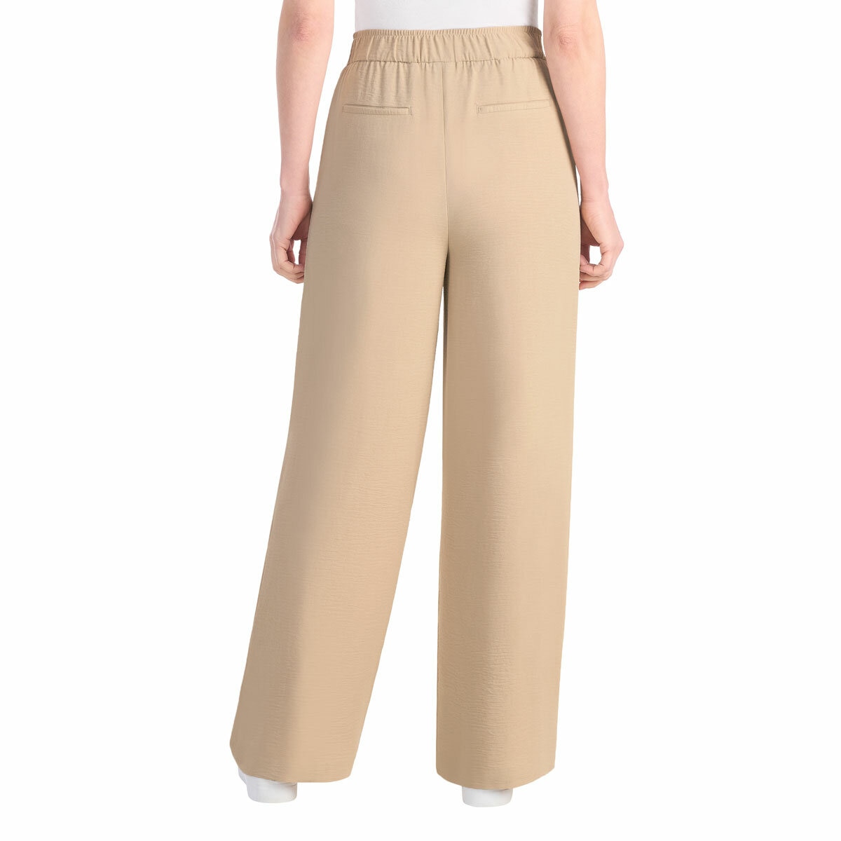Hilary Radley Crinkle Wide Leg Pant in Beige