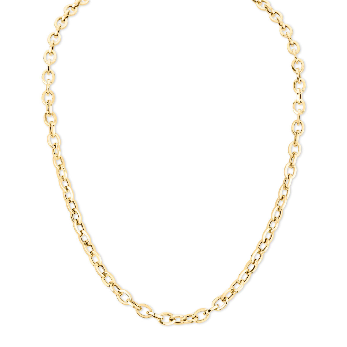 14ct Yellow Gold Oval Paperclip Chain Necklace