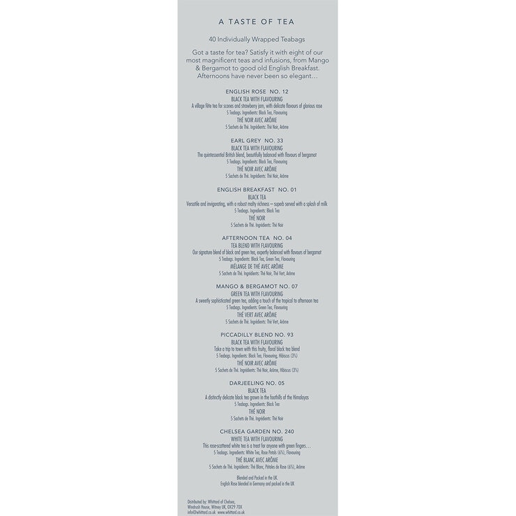 Whittard of Chelsea A Taste of Tea, 8 x 5 Pack