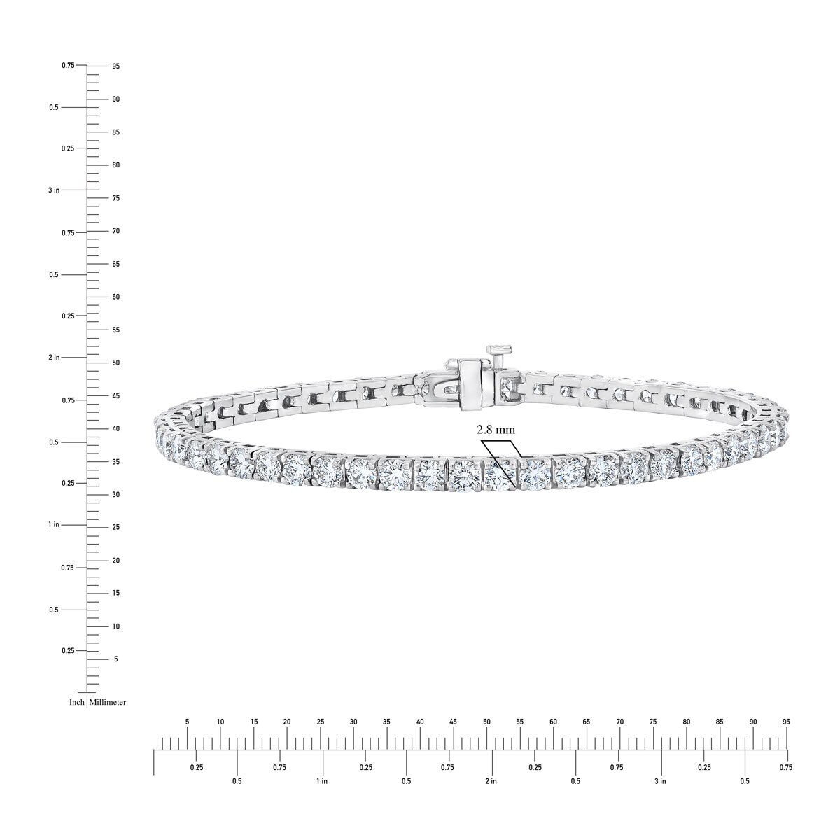 3.00ctw Round Brilliant Cut Diamond Tennis Bracelet, 18ct White Gold