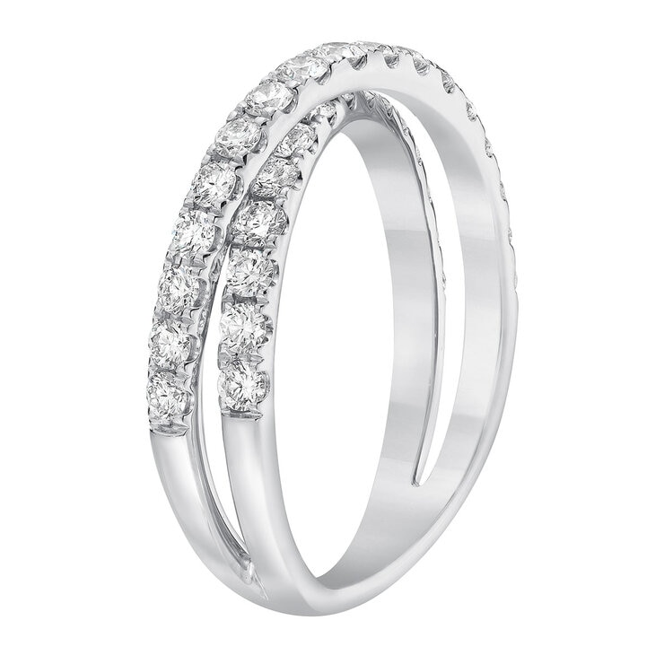 0.90ctw Cross Diamond Ring, 14k White Gold