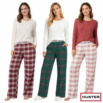 Hunter Women's Plaid Trouser & Waffle Top Pyjama Set