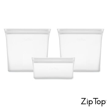 Zip Top Reusable Silicone Storage Bags, 3 piece set