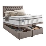 Silentnight Full Ottoman Divan Base with Eden Headboard in Pebble in 3 Sizes