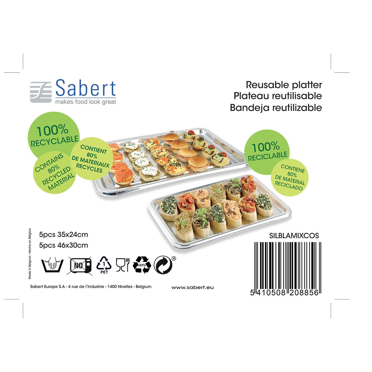 Sabert Rectangular Mix Platters, Pack of 10