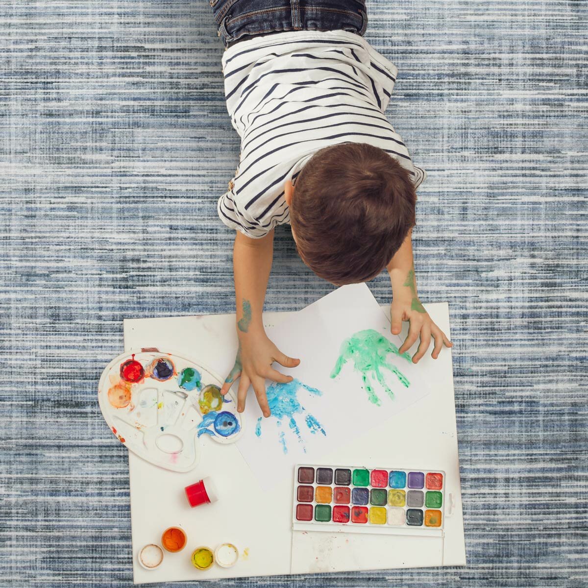 Wyatt & Ash Washable Area Rug in Blue, 183 x 274cm