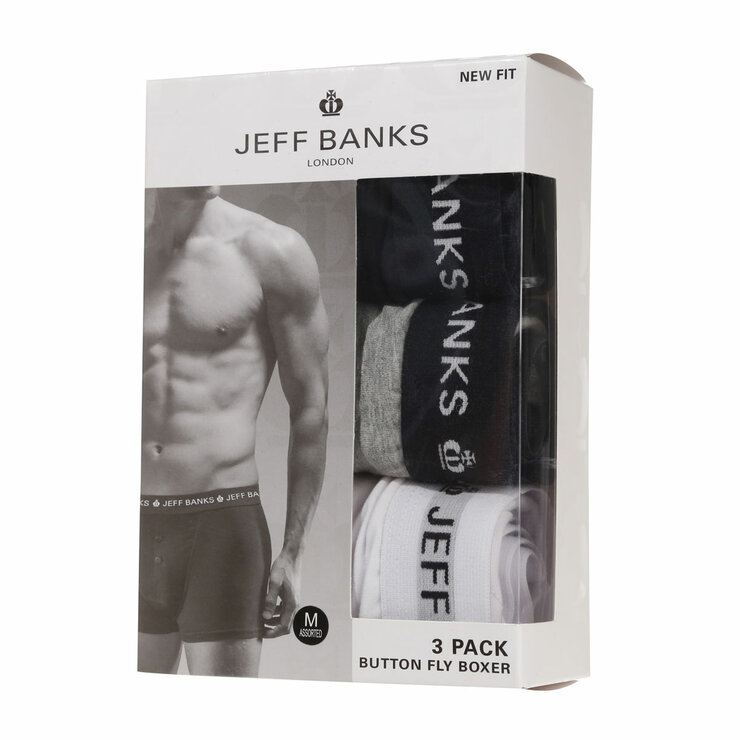 Jeff Banks Button Fly Boxers 6 Pack in Grey