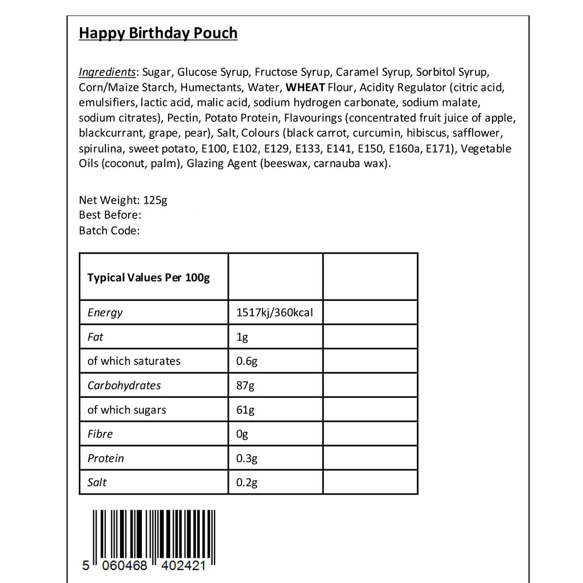 SugarSin 'Happy Birthday' Pick 'n' Mix Pouches Letterbox Gift In Blue
