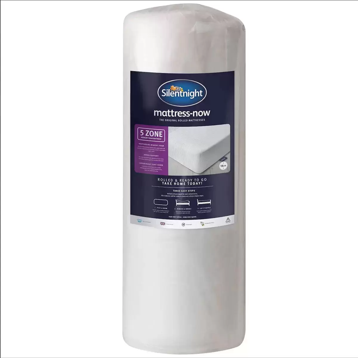 Silentnight Now 5 Zone Rolled Memory Foam Mattress in 3 Sizes Comfort Support - Picture 12 of 32