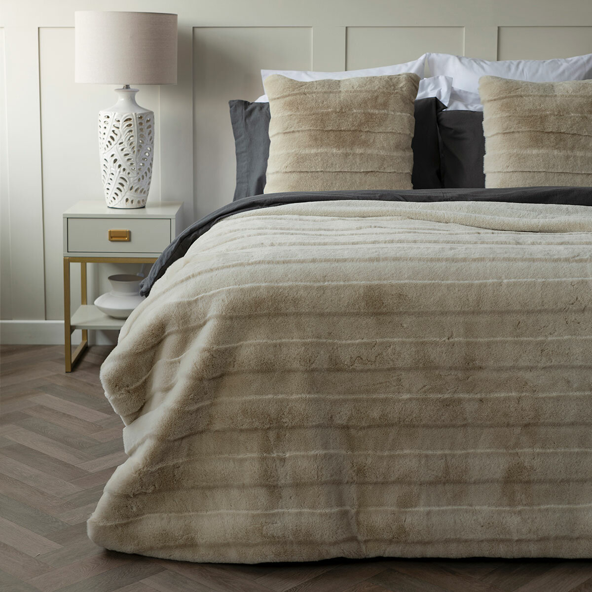 Belledorm Alaska Faux Fur Cushion in Taupe, 50 x 50 cm